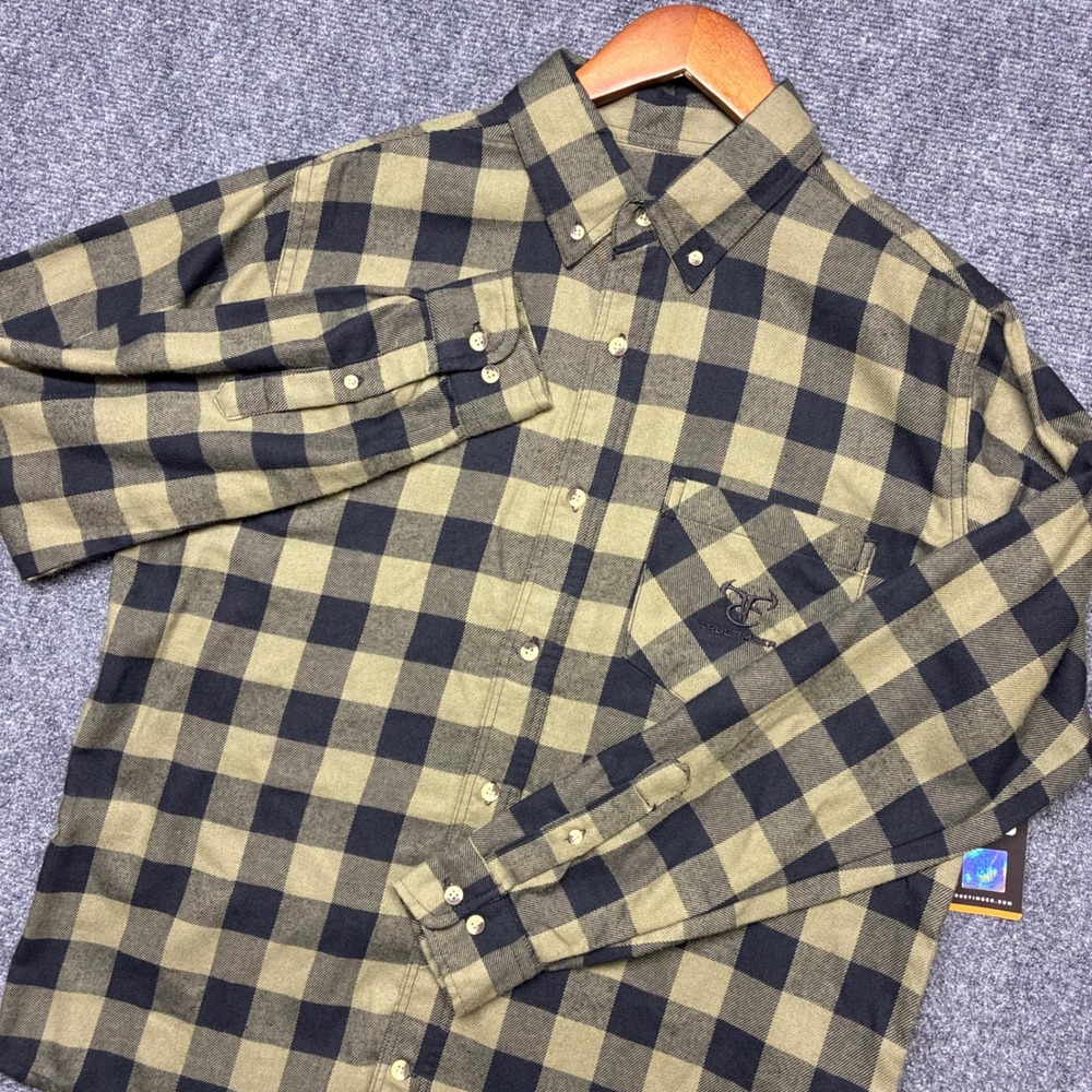 True Timber Flannel Shirt M Army Surplus Buffalo Check Plaid Button Down NWT